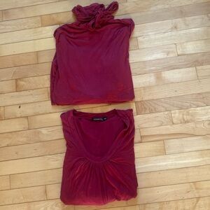 BUNDLE 2/$10.00 GEORGE,  2 burgundy long sleeved Tops. Size Large.